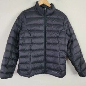 Eddie Bauer Jacket‎ Womens L EB650 Down Puffer Outdoors Black Packable READ!